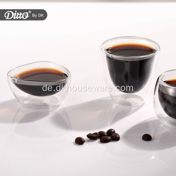 Mini klassische doppelwandige Glas-Wasser-Tee-Tasse